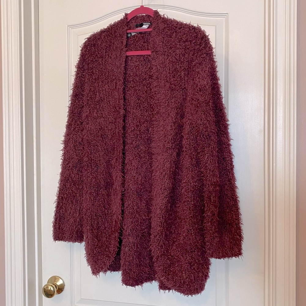 Cozy/Fuzzy Maroon Cardigan